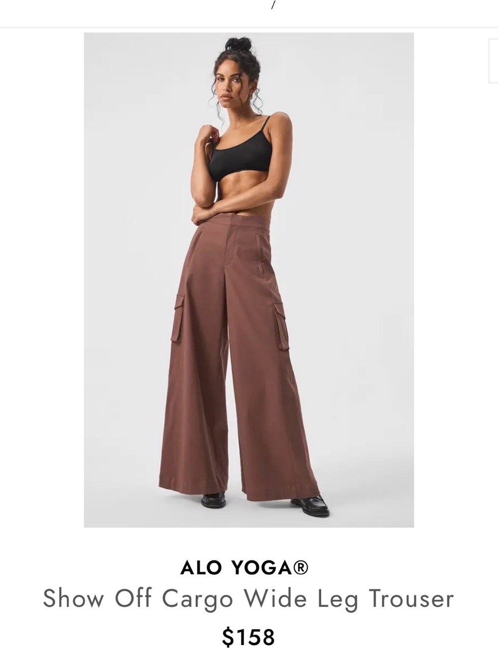 ALO Yoga Show Off Cargo Wide Leg Trouser — Chestnut Brown